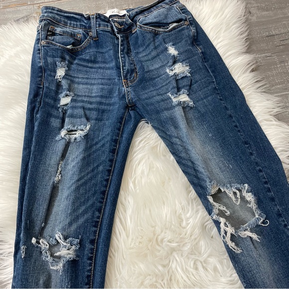 KanCan Cora Mid Rise Super Skinny Jeans Dark Wash Distressed Women’s Size 9/28 - Picture 8 of 13